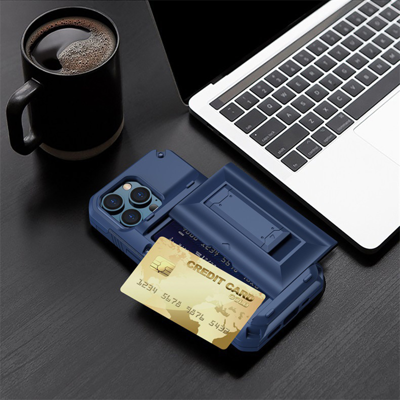 Multi-functional Card Holder Tough Phone Case for Apple Devices